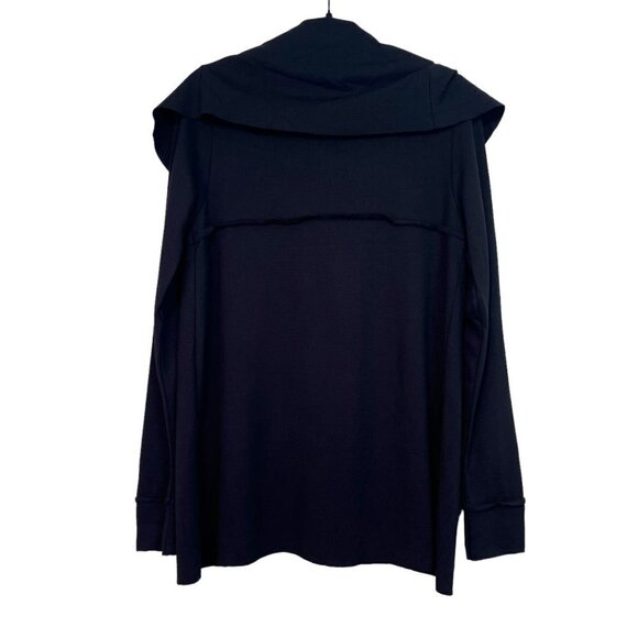 Kensie Womens Draped Ponte Jacket Black Size Large Snap Up Cowl Neck - Picture 3 of 11